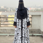 Elegant White Floral Printed Dubai Cherry Abaya - Customizable 4 Piece Full Set
