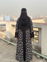 Elegant Black Premium Floral Printed Dubai Cherry Abaya – Customizable 4 Piece Full Set
