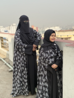 Elegant Black Premium Floral Printed Dubai Cherry Abaya – Customizable 4 Piece Full Set - Image 5