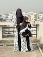 Elegant White Floral Printed Dubai Cherry Abaya - Customizable 4 Piece Full Set - Image 6